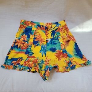 ZARA | Hawaiian Print ruffle print Yellow Small